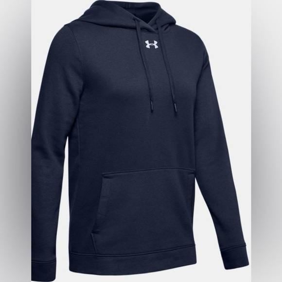 Women's UA Under Armour Hustle Fleece Hoodie Midnight Blue Large - Picture 5 of 6